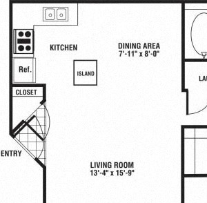 1 Bedroom 1 Bathroom Floor Plan 1 Bedroom 1 Bathroom Floor Plan at The Preserve at Rock Springs, Rock Springs